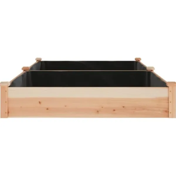 Plantningsbænke^Højbed i massivt fyrretræ med foring - Plantekasse | Størrelse: 240x120x25 cm