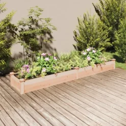 Online Højbed i massivt fyrretræ med foring - Plantekasse | Størrelse: 240x45x25 cm Plantningsbænke
