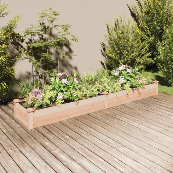 Online Højbed i massivt fyrretræ med foring - Plantekasse | Størrelse: 240x45x25 cm Plantningsbænke