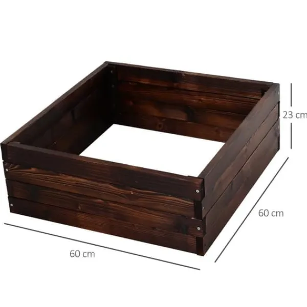 Hot Højbed i massivt træ 60x60x23 cm, mørkebrun – plantekasse/urtebed Plantningsbænke