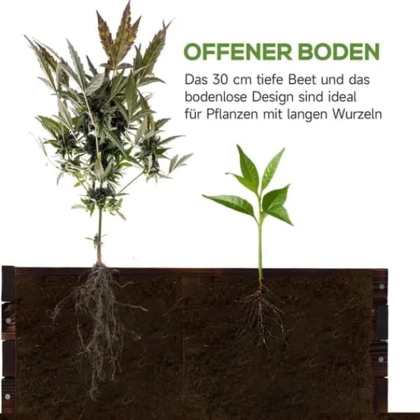 Plantningsbænke^Højbed i massivt træ 60x60x23 cm, mørkebrun – plantekasse/urtebed