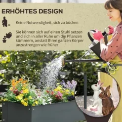 Hot Højbed i metal 100x30x80 cm med ben & 3 drænhuller – have/balkon Krukker & Plantebeholdere