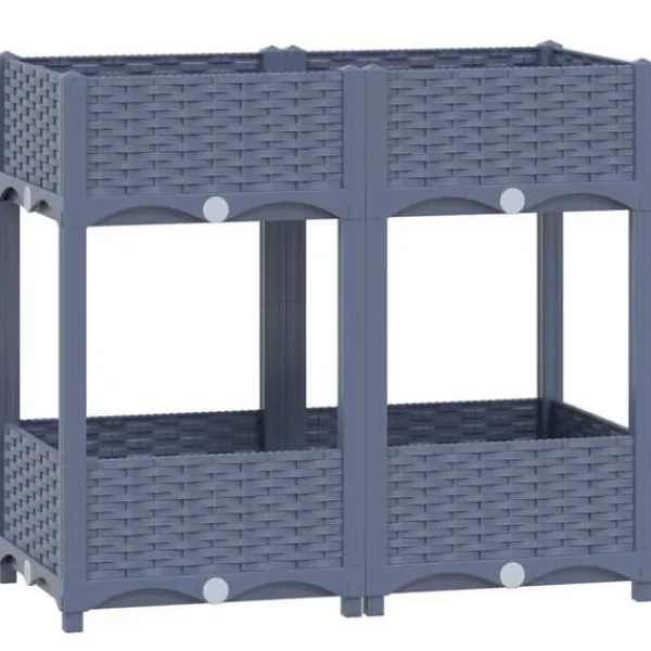 Plantningsbænke^Højbed i polypropylen med 2 hylder - Dyb og robust til haven | Størrelse: 80x40x71 cm