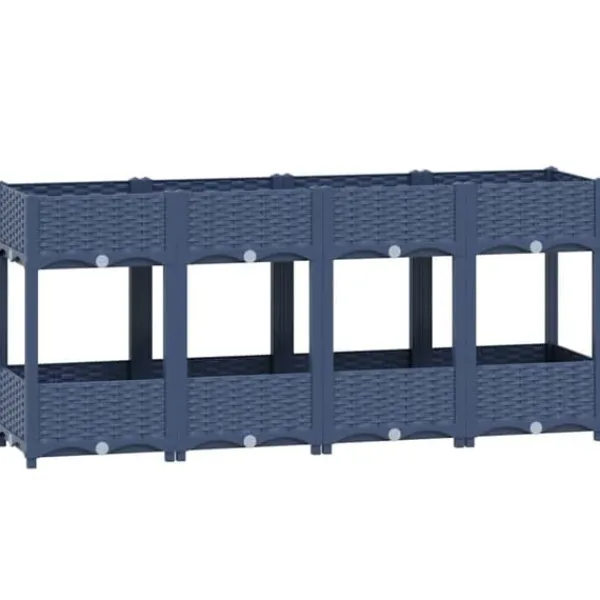 Plantningsbænke^Højbed i polypropylen med 2 hylder - Plantekasse til have og terrasse | Størrelse: 160x40x71 cm