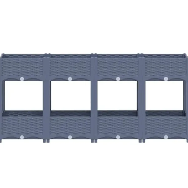 Plantningsbænke^Højbed i polypropylen med 2 hylder - Plantekasse til have og terrasse | Størrelse: 160x40x71 cm