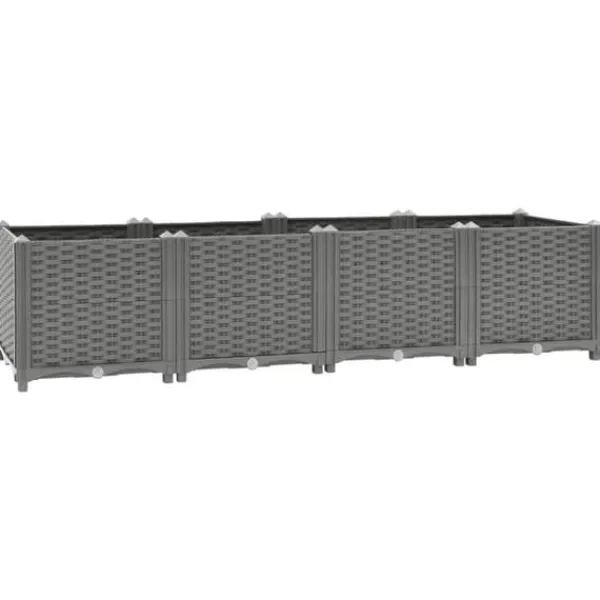 Krukker & Plantebeholdere^Højbed i polypropylen 160x40x38 cm - Slidstærkt rattanlook | Farve: Grå | Størrelse: 160x40x38 cm