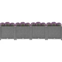 Krukker & Plantebeholdere^Højbed i polypropylen 160x40x38 cm - Slidstærkt rattanlook | Farve: Grå | Størrelse: 160x40x38 cm