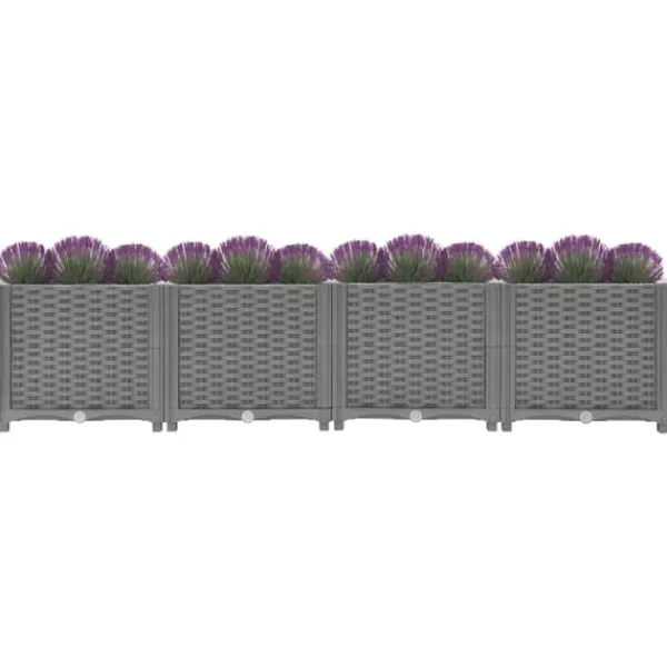 Krukker & Plantebeholdere^Højbed i polypropylen 160x40x38 cm - Slidstærkt rattanlook | Farve: Grå | Størrelse: 160x40x38 cm