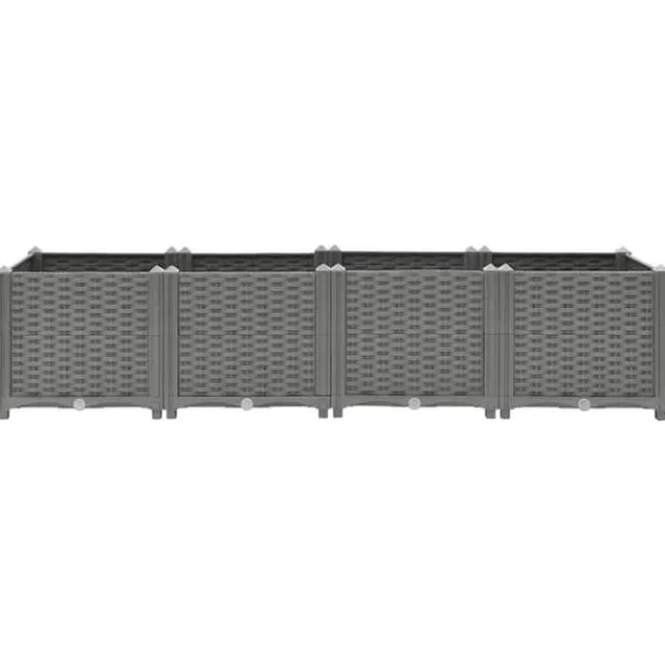 Krukker & Plantebeholdere^Højbed i polypropylen 160x40x38 cm - Slidstærkt rattanlook | Farve: Grå | Størrelse: 160x40x38 cm