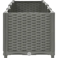 Krukker & Plantebeholdere^Højbed i polypropylen 160x40x38 cm - Slidstærkt rattanlook | Farve: Grå | Størrelse: 160x40x38 cm
