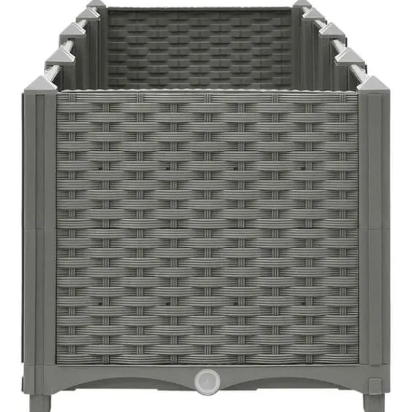 Krukker & Plantebeholdere^Højbed i polypropylen 160x40x38 cm - Slidstærkt rattanlook | Farve: Grå | Størrelse: 160x40x38 cm