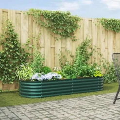 Højbed i stål - Moderne hævet plantekasse | Størrelse: 240x80x44 cm | Farve: Grøn Krukker & Plantebeholdere