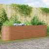 Discount Højbed i stål - Moderne plantekasse til haven | Størrelse: 320x80x81 cm | Farve: Brun Plantningsbænke