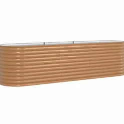 Discount Højbed i stål - Moderne plantekasse til haven | Størrelse: 320x80x81 cm | Farve: Brun Plantningsbænke