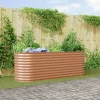Best Højbed i stål til haven - Moderne hævet plantekasse | Størrelse: 240 x 80 x 81 cm | Farve: Brun Plantningsbænke