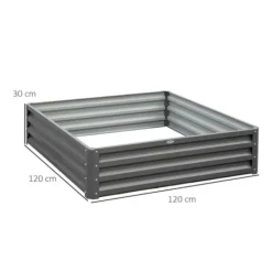 Outlet Højbed i stål 120x120x30 cm, lysegrå – have/terrasse/altan Plantningsbænke
