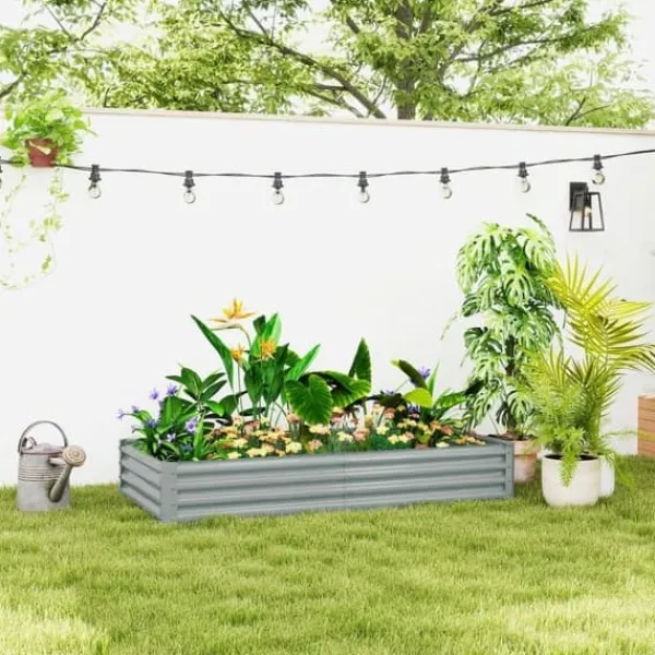 Online Højbed i stål 180x90x30 cm med beskyttelseskant, vejrbestandig – altan/have Plantningsbænke
