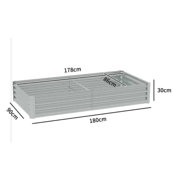 Online Højbed i stål 180x90x30 cm med beskyttelseskant, vejrbestandig – altan/have Plantningsbænke