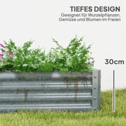 Online Højbed i stål 180x90x30 cm med beskyttelseskant, vejrbestandig – altan/have Plantningsbænke