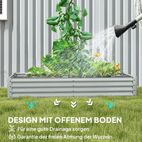 Online Højbed i stål 180x90x30 cm med beskyttelseskant, vejrbestandig – altan/have Plantningsbænke