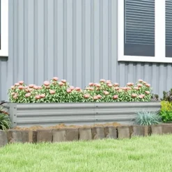 Online Højbed i stål 180x90x30 cm med beskyttelseskant, vejrbestandig – altan/have Plantningsbænke