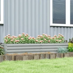 Hot Højbed i stål 180x90x30 cm med beskyttelseskant, vejrbestandig – altan/have Plantningsbænke