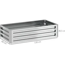 Plantningsbænke^Højbed i stål 120x60x30,5 cm, rustfri & vejrbestandig – altan/have