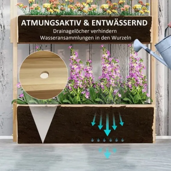 Plantningsbænke^Højbed i træ 4 niveauer med drænhuller 88,5x45x140 cm – altan & have