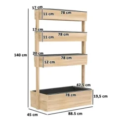 Best Højbed i træ 4 niveauer med drænhuller 88,5x45x140 cm – altan & have Plantningsbænke