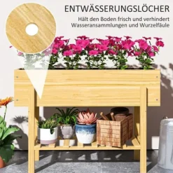 Best Højbed i træ 100x30x70,5 cm med hylde & dræning – vejrbestandig Plantningsbænke