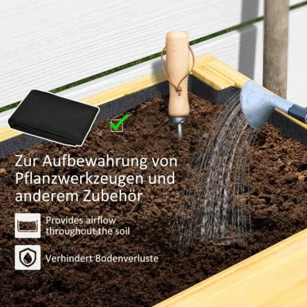 Best Højbed i træ 100x30x70,5 cm med hylde & dræning – vejrbestandig Plantningsbænke