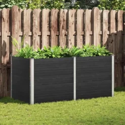 Plantningsbænke^Højbed i WPC - Holdbart og moderne plantebed | Størrelse: 200x100x91 cm | Farve: Grå