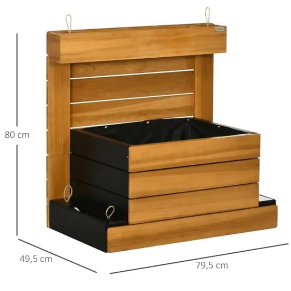 Discount Højbed med 4 indsatsbeholdere & selvvanding, foret, træ brun, 79,5x49,5x80 cm Plantningsbænke