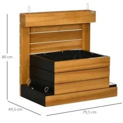 Outlet Højbed med 4 indsatsbeholdere & selvvanding, foret, træ brun, 79,5x49,5x80 cm Plantningsbænke