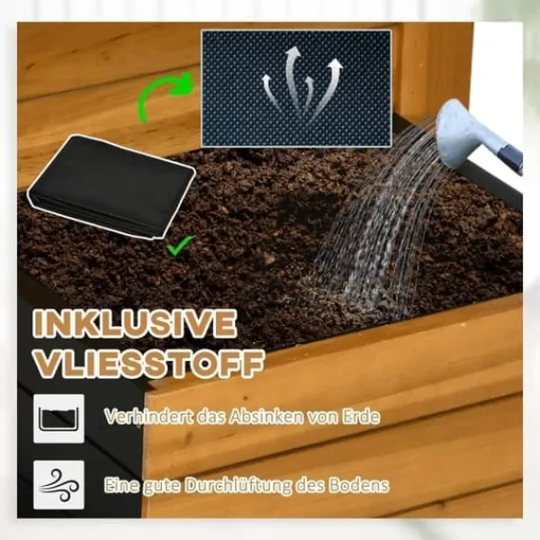 Outlet Højbed med 4 indsatsbeholdere & selvvanding, foret, træ brun, 79,5x49,5x80 cm Plantningsbænke
