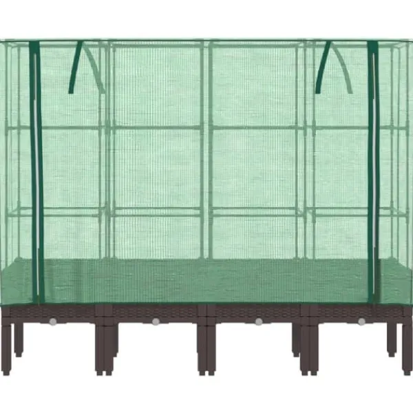 Drivhus^Højbed med drivhusovertræk - Rattan-look | Størrelse: 160x40x140 cm
