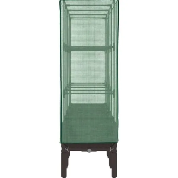 Drivhus^Højbed med drivhusovertræk - Rattan-look | Størrelse: 160x40x140 cm
