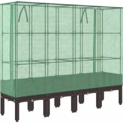 Drivhus^Højbed med drivhusovertræk - Rattan-look | Størrelse: 160x40x140 cm
