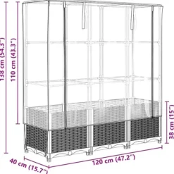 Discount Højbed med drivhusovertræk - Rattan-look | Mål: 120x40x138 cm Drivhus