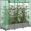 Clearance Højbed med drivhusovertræk 120x40x123 cm - Rattan-look | Farve: Grå Drivhus