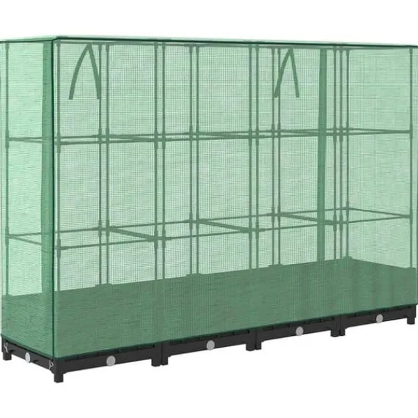 Hot Højbed med drivhusovertræk - Rattan-look | Størrelse: 160x40x123 cm Drivhus