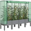 Hot Højbed med drivhusovertræk - Robust rattan-look | Størrelse: 160x40x140 cm Drivhus