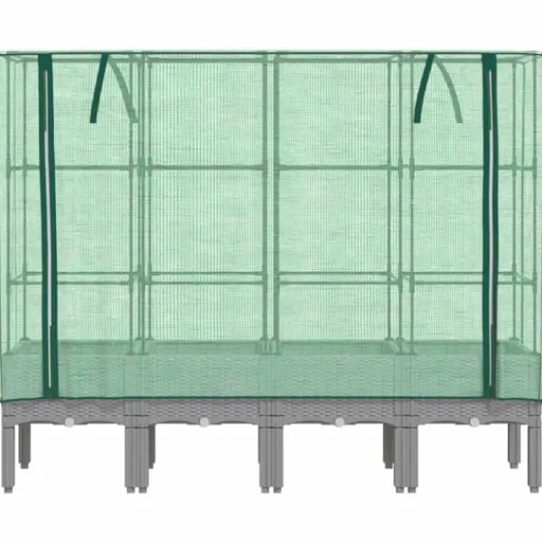 Hot Højbed med drivhusovertræk - Robust rattan-look | Størrelse: 160x40x140 cm Drivhus