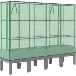 Hot Højbed med drivhusovertræk - Robust rattan-look | Størrelse: 160x40x140 cm Drivhus