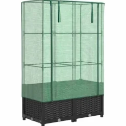 Drivhus^Højbed med drivhusovertræk - Rattan-look | Størrelse: 80x40x138 cm