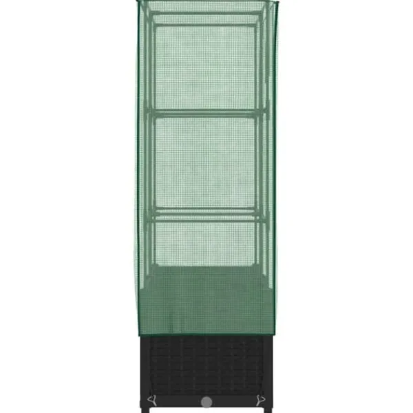 Drivhus^Højbed med drivhusovertræk - Rattan-look | Størrelse: 80x40x138 cm