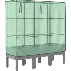 New Højbed med drivhusovertræk - Plantekasse i rattan-look | Størrelse: 120x40x140 cm Drivhus