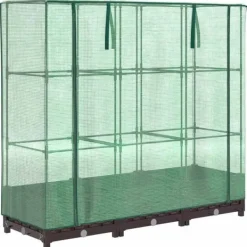 Drivhus^Højbed med drivhusovertræk - Rattan-look | Størrelse: 120x40x123 cm