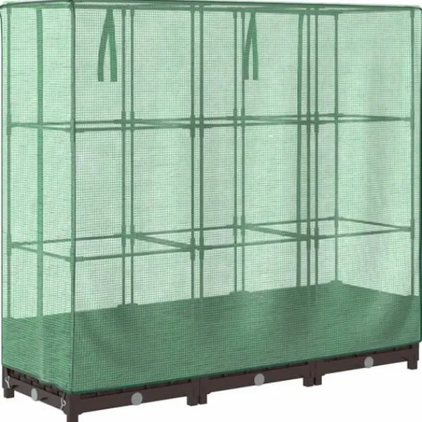 Drivhus^Højbed med drivhusovertræk - Rattan-look | Størrelse: 120x40x123 cm