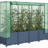 Online Højbed med drivhusovertræk - Rattan-look | Størrelse: 160x40x138 cm Plantningsbænke